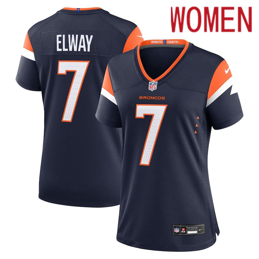 Women Denver Broncos #7 John Elway Nike Navy Retired Player Alternate Game NFL Jersey->denver broncos->NFL Jersey